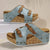 Women's Cork-Textured Sole Wedge Sandals with Double Buckle Straps