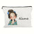 Custom Name with Cute Girl Pattern Cosmetic Makeup Pouch Bag