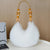 Fluffy Faux Fur Shoulder Bags with Wooden Beaded Handle