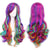 Multi-Colored Ombre Rainbow Wigs with Lush Curls and Bangs