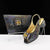 Glam Leopard Print High Heel Shoe and Bag Set with Rhinestone Decor