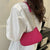 Quilted Mini Shoulder Bag with Fluffy Pom-Pom Charm