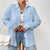 Textured Button-Down White Long Sleeve Shirt for Women