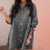 Loose Casual Turn Down Collar Solid Color Midi Dress for Women