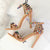 Bedazzled Colored Rivets Open Toe High Heels Stiletto Sandals