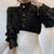 Women’s Classy Hollow-Out Flower Lace Stand Collar Long Sleeve Blouse