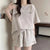Loose Preppy Short Sleeve T-shirt and Shorts Matching Set