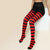 Women's Elastic High Waist Tights with Bold Stripe Design