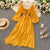 Chic Elegant Square Collar Puff Sleeve Maxi Dress for Women