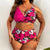 Fun Summer Flower Pattern Plus Size Swimwear Bikini Sets