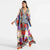 Loose Printed Bohemian Long Sleeve Maxi Dress for Women