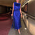 Dazzling Dual-Set Women's Evening Dress with Tassel Embellishments