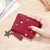 Cute Heart Embroidery Mini Wallet for Women with Star Tassel Charm