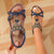 Vintage-Style Bohemian Flat Sandals with Rhinestone and Beaded Accents