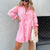 Loose Casual Turn Down Collar Solid Color Midi Dress for Women