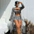 Women's Geometric Print High-Waisted 3-Piece Swimsuit Set
