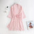 Women's Plain Color 3/4 Sleeve Belted Faux Silk Bathrobe