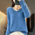 Winter Fashion V-Neck Long Sleeve Wool Sweater for Women