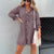 Loose Casual Turn Down Collar Solid Color Midi Dress for Women
