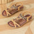 Vintage-Style Bohemian Flat Sandals with Rhinestone and Beaded Accents