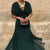 Figure-Flattering Deep V-Neck Pleated Dress for Special Occasions