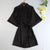 Women's Plain Color 3/4 Sleeve Belted Faux Silk Bathrobe