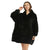Oversized Plush Hoodie Blanket with Long Flannel Sleeves for Winter