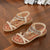 Vintage-Style Bohemian Flat Sandals with Rhinestone and Beaded Accents