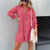 Loose Casual Turn Down Collar Solid Color Midi Dress for Women