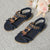 Vintage-Style Bohemian Flat Sandals with Rhinestone and Beaded Accents