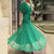 Figure-Flattering Deep V-Neck Pleated Dress for Special Occasions