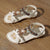 Vintage-Style Bohemian Flat Sandals with Rhinestone and Beaded Accents