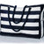 Travel-Ready Beach Bag with Zipper Closure and Striped Design