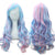 Multi-Colored Ombre Rainbow Wigs with Lush Curls and Bangs