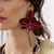 Women's Oversized Enamel Flower Design Dangle Earrings