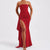 Form-Fitting Women's Strapless Evening Dress with High Slit