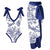 Sophisticated Blue and White Beach Swimwear Set