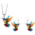 Colorful Hummingbird Necklace and Earrings Jewelry Set