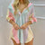 Loose Fit Button Front Striped Shirt Dress for Women