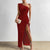 One-Shoulder Ruched Split Thigh Glitter Sequin Dress