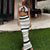 2-Piece Striped Beachwear Tops with High Waist Maxi Skirt Set