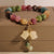 Women's Colorful Beaded Bracelet with Lily Of The Valley Flower Charm