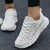 Breathable Mesh Cut Out Embroidery Lace-up Platform Sneakers for Women