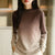 Warm and Trendy Ombre Wool Sweater for Women with Long Sleeves
