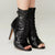 Women's Black Lace-Up Front Stiletto High Heel Sandals
