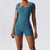 Sleek Form-fitting Short Sleeve One Piece Fitness Sportswear for Women