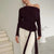 Casual Solid Tie Front Off Shoulder Long Sleeve Top for Women