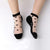 Women's Black Lace Ankle Socks with Sheer Floral Pattern
