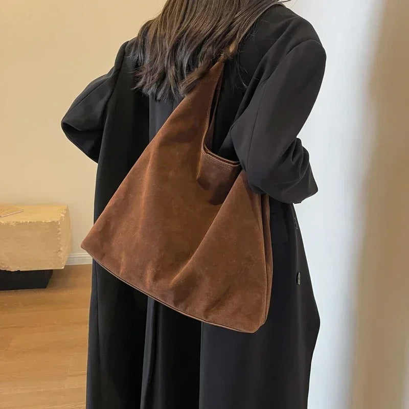 【Anyone more】Lomb Suede Stitch Shoulder Bag American Darling Suede Boot Stitch Bags - Shop Dodi Jo's