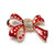 Lovely Christmas Bow Brooch Pin with Sparkling Crystal Accents